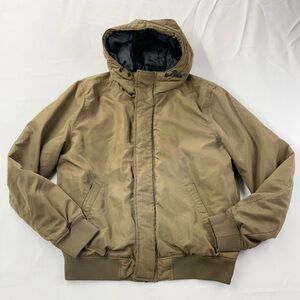 H&M Men’s Brown Puffer Jacket Hooded Size Large Winter Coat Full Zip Pockets